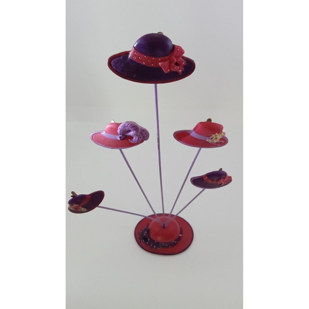 Vintage Red‎ Hat Society Inspired Miniature Hat Display Stand Resin Collectible - Picture 4 of 9
